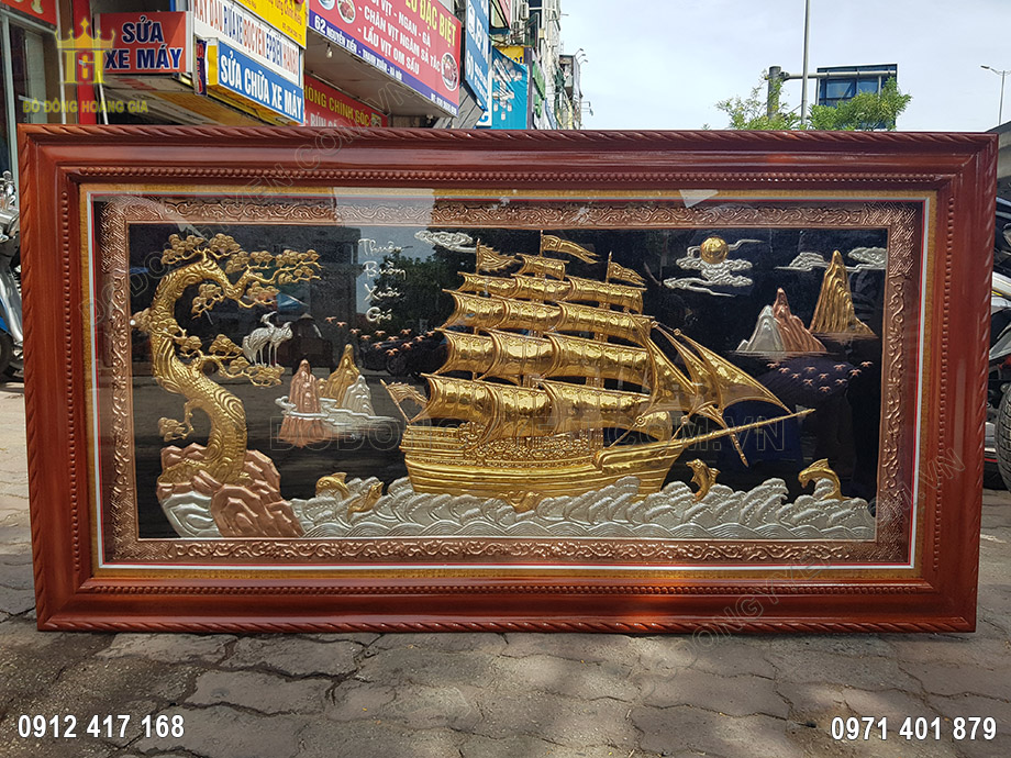 Tranh Đồng Thuận Buồm Xu&ocirc;i Gi&oacute; Mạ Tam Kh&iacute; 1M76